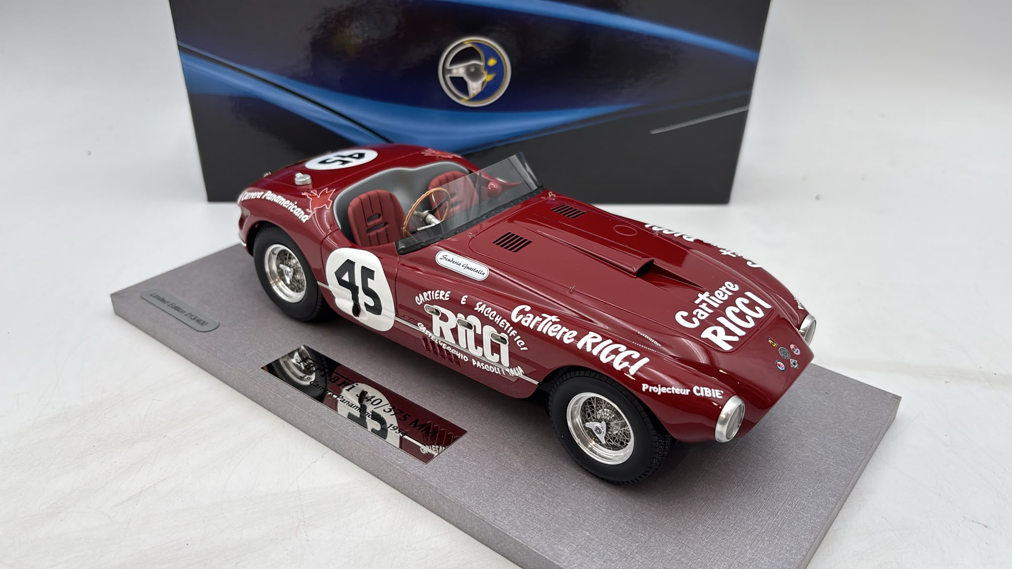 Modellino Ferrari 340 Spider Vignale Carrera Panamericana 1953 in scala 1:18 BBR